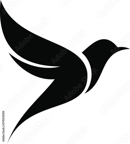 Silhouette bird at feeder black and white vector illustration