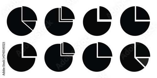 pie graph silhouette business vector icon bundle