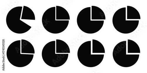 pie chart silhouette business vector icon bundle