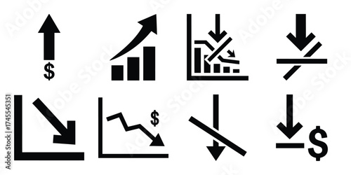 profit silhouette business vector icon bundle