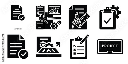 project silhouette business vector icon bundle
