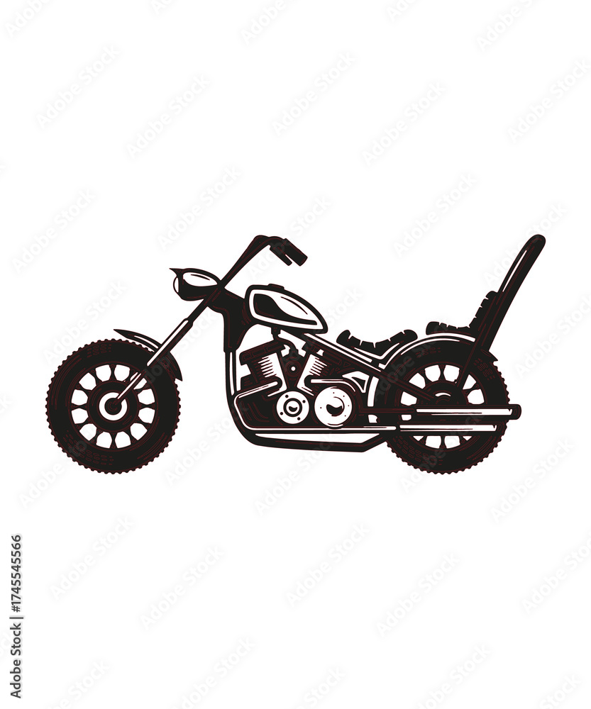 Obraz premium Vintage Motorcycle Illustration Black Silhouette Graphic Design Element Vector