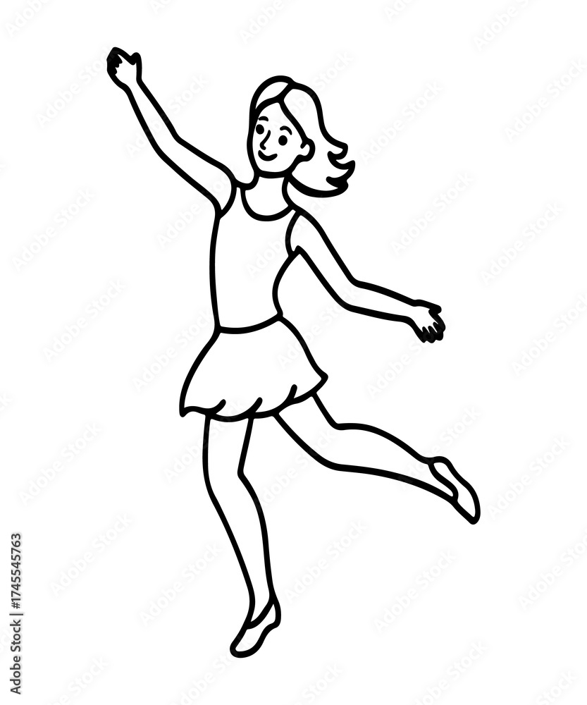 Fototapeta premium A happy young girl dancing freely with joy and enthusiasm outdoors
