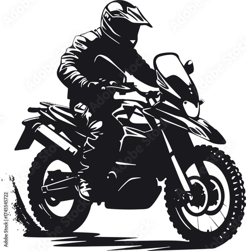 A Motorbike Rider in a Helmet on a Dirt Bike