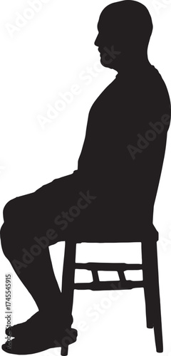 vector,silhouette of side view of a man sitting on chair