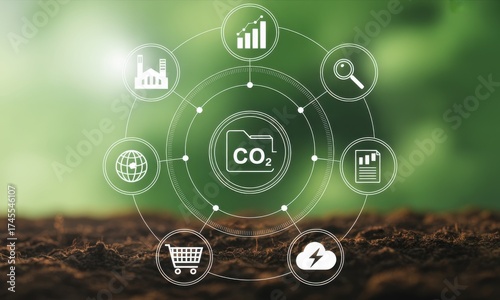 CO2 Emission Reduction: A conceptual illustration highlighting the multifaceted approach to reducing carbon dioxide emissions.