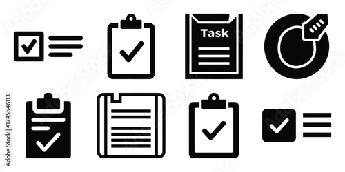 task silhouette business vector icon bundle
