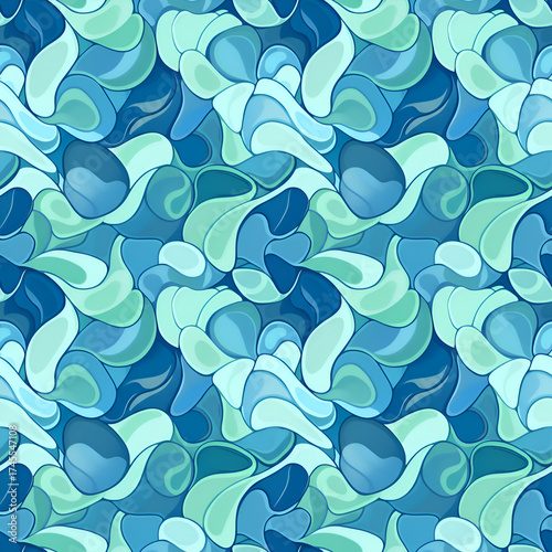 Wallpaper Mural Abstract seamless pattern with flowing blue and green organic shapes. Torontodigital.ca