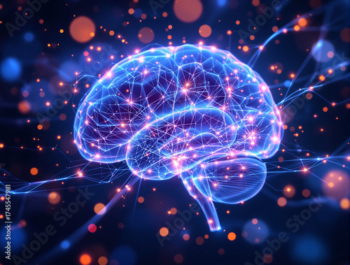 Wallpaper Mural Futuristic HDR Visualization of Neural Connections and Cognitive Energy Torontodigital.ca