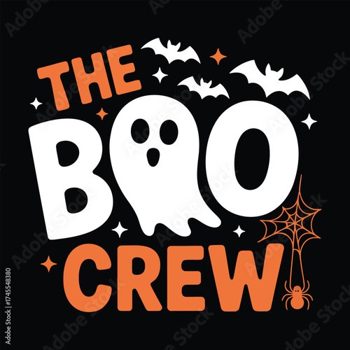 The boo crew halloween ghost and bats design