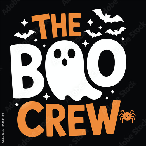 The boo crew halloween ghost bats and spider graphic