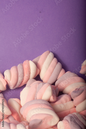 marshmallows on a purple backround
