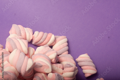 marshmallows on a purple backround

