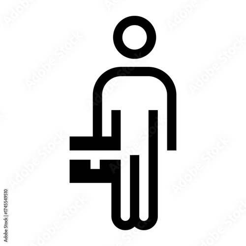 Icono de carrera profesional. Avance laboral con persona y maletín. Ilustración vectorial