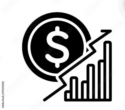 Financial Growth Concept Rising Coin and Bar Graph, Representing Increased Value and Profitability
