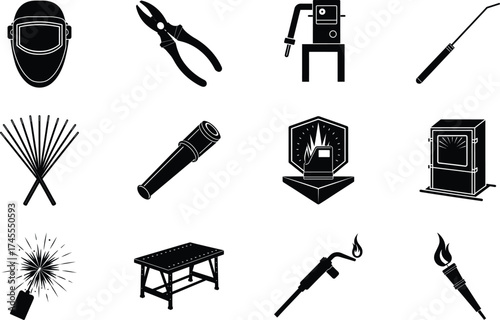 Welder Black Vector Isolated On White Background 