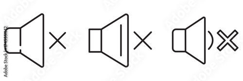 Muted Volume Icon Set – Silence, Audio Control, and Sound Off Symbols for Media and Interface Design