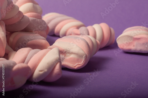 marshmallows on a purple background
