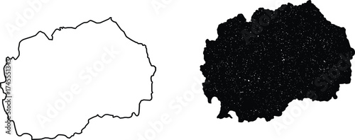 Vector map of North Macedonia, country borders outline, transparent background