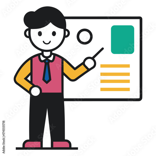 teacher - presentation outline vector icon