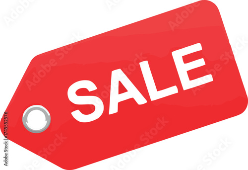 A vibrant red shopping tag with SALE text announces exciting discounts