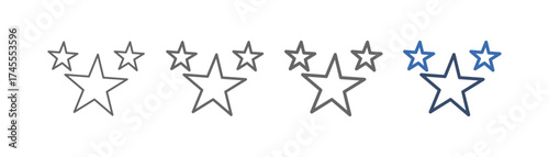 outline icon set stars with three star design