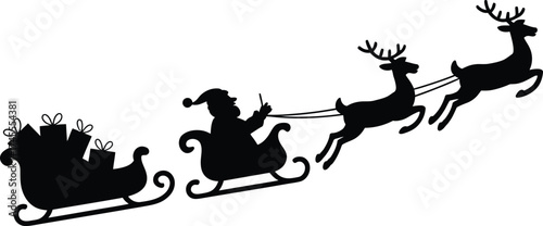 Santa Claus sleigh reindeer flying gifts present