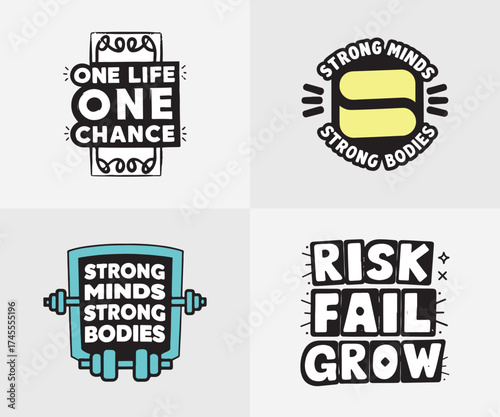 Typographic t-shirt design with some variants of motivational quotes