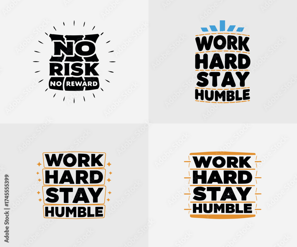 Obraz premium Typographic t-shirt design with some variants of motivational quotes