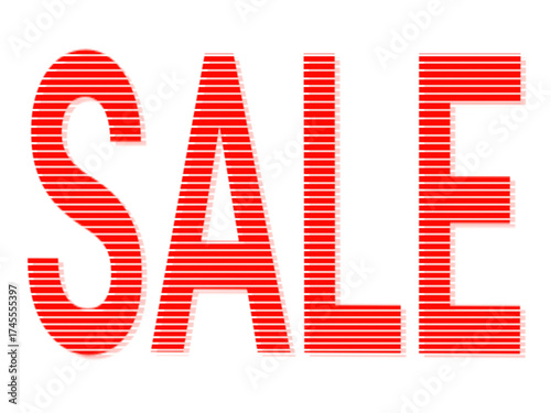 Red Sale Striped Lettering Vector Text for Discount, Promotion, Advertising, and Shopping Graphics