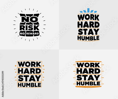 Typographic t-shirt design with some variants of motivational quotes