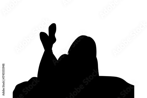 Silhouette of a person lying down with arms raised in a gesture of surrender or celebration