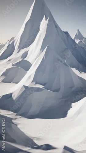 低いポリの白い山脈風景青い空の下で