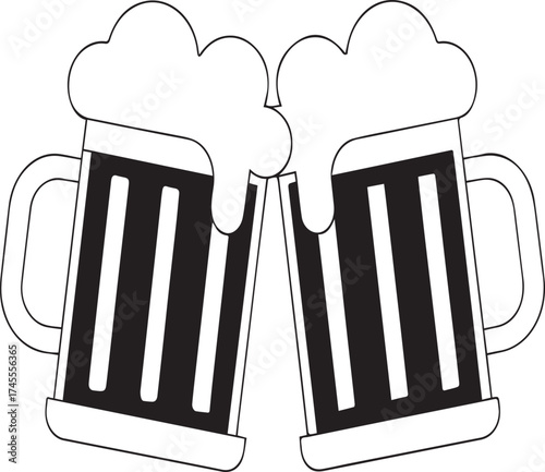 Clinking beer mugs toast celebration party drink cheers illustration graphic
