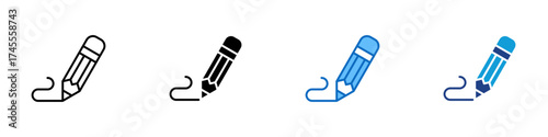 Pencil Tool Multiple Style Icon Design Vector - sharpened pencil symbolizing creativity, writing, sketching, and education
