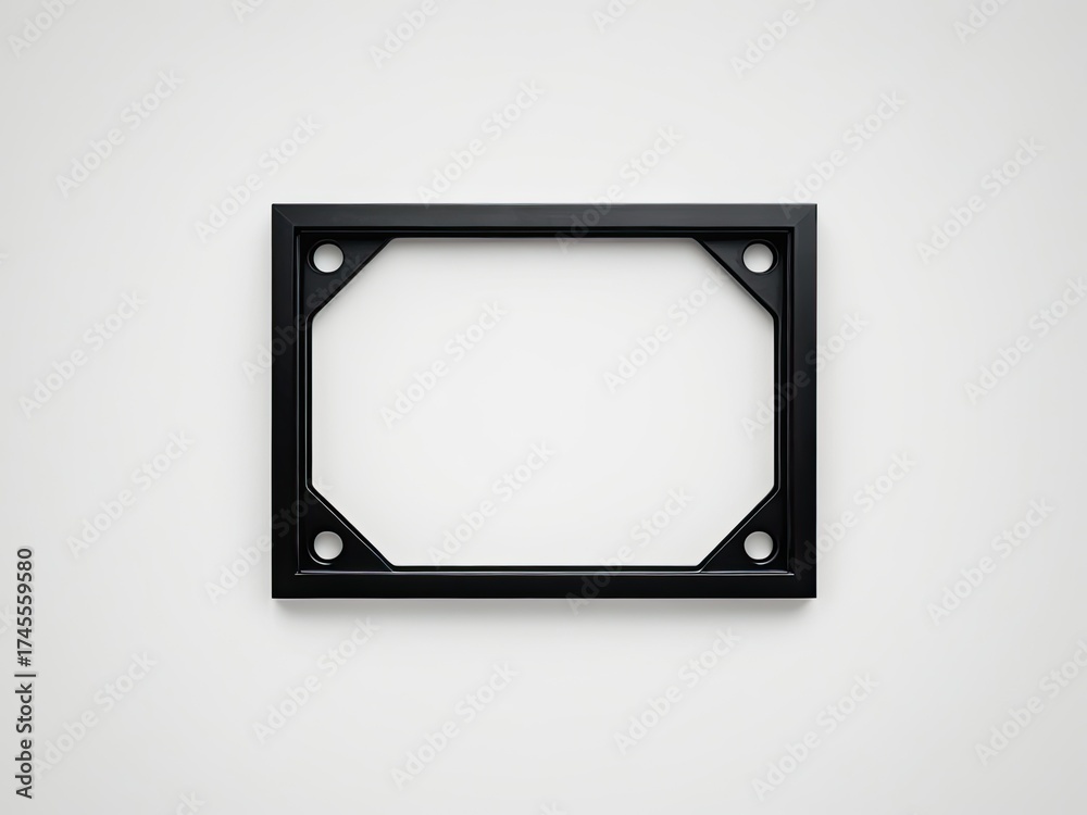 Fototapeta premium Black square frame with four corner holes. Empty inside