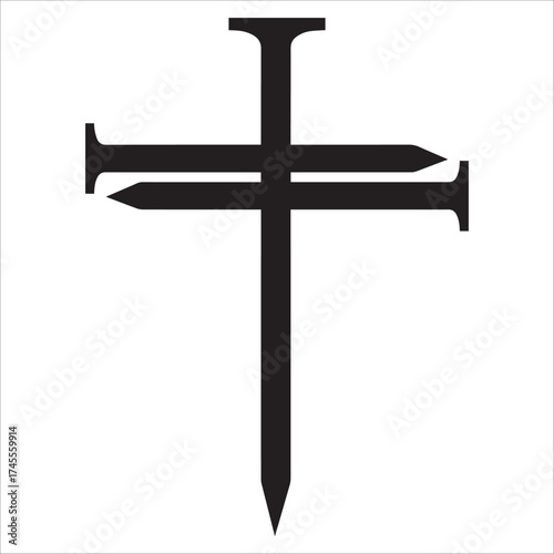 Bold Cross Shape with Horizontal Nails