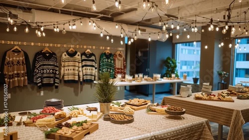 festive office party setup