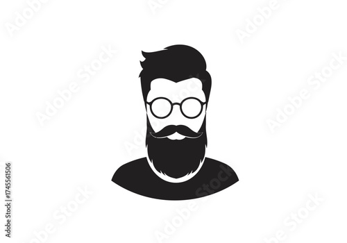 Black Silhouette of Man with Beard Moustache Glasses and Hair. Free Download Black Silhouette of Man with Beard Moustache Glasses and Hair. - GFXLoad