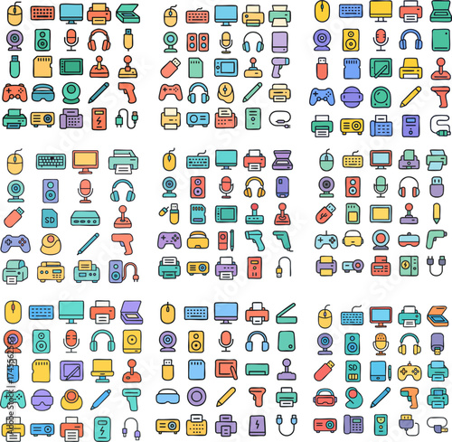 Colorful Technology and Gadget Icons 1.