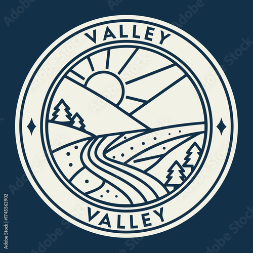 Vector art of valley landscape logo illustration