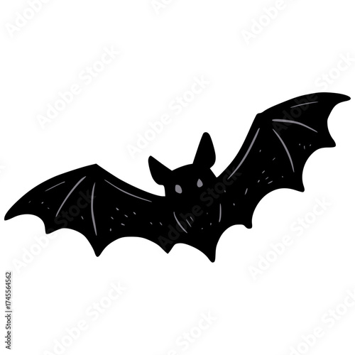 Black Bat Vintage Handdrawn Illustration Vector