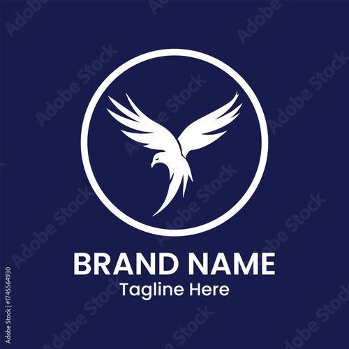 Elegant eagle logo design with circle frame for brand identity and tagline