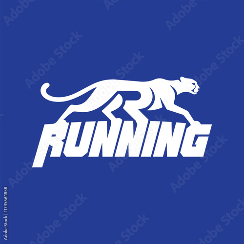 Dynamic running panther logo design for sports team or athletic brand