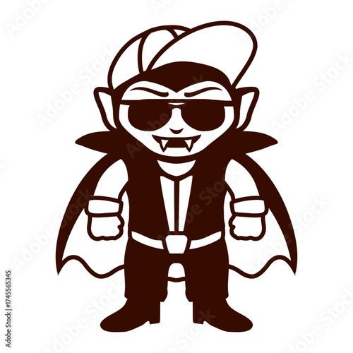 Cool Vampire Teenager Cap Sunglasses Funny Halloween Comic