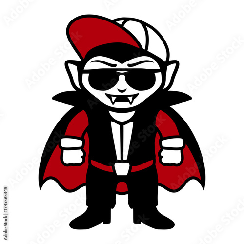 Cool Vampire Teenager Cap Sunglasses Funny Halloween Comic