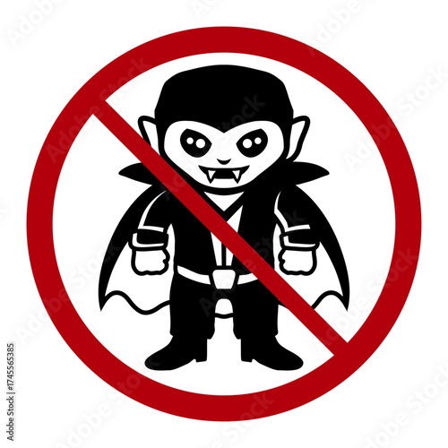 No Vampire Allowed Funny Halloween Forbidden Against Sign