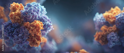 Antibody protein molecule science biology lab microscopic macro detailed colorful visual harmony flows through antibody protein molecule science