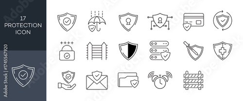 17 Protection Icons  Outline Style Security Concepts