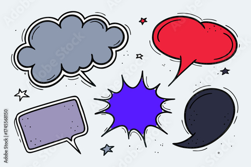 Hand-Drawn Comic Speech Bubbles Vector Illustration Set